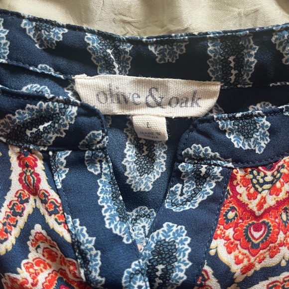 Olive & Oak Navy and Red Sheer Blouse - Picture 2 of 6